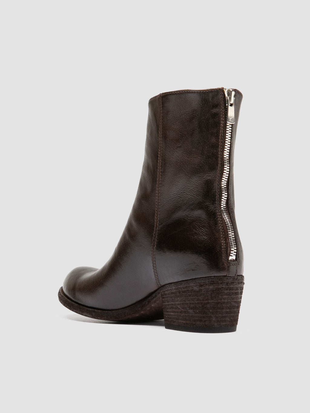 WADE 013 - Brown Leather Zipped Boots - image 4,side view