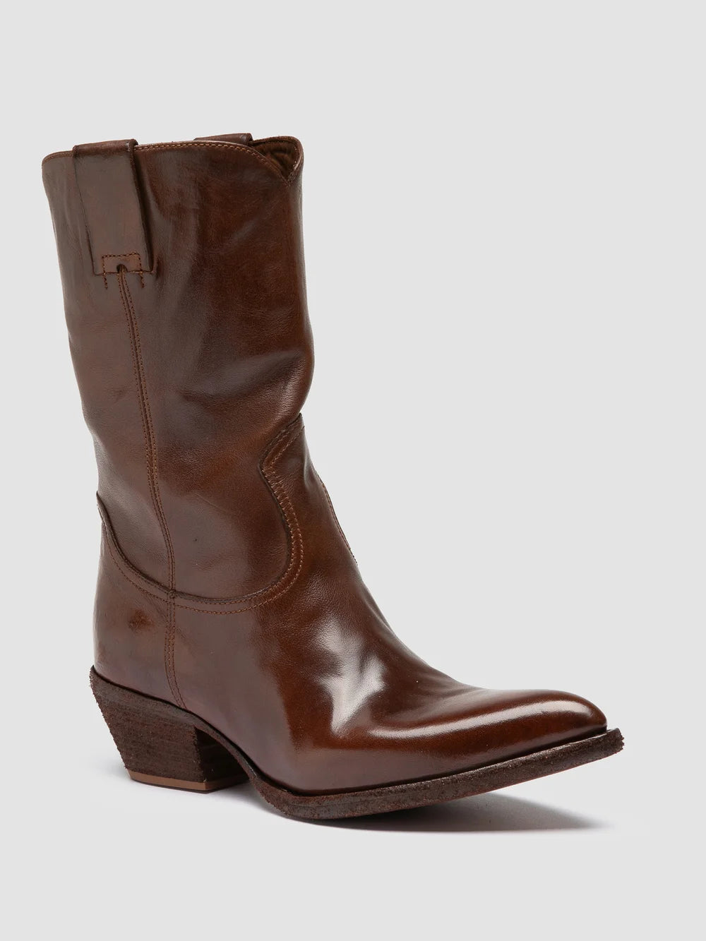 WANDA DD 110 - Brown Leather Zip Boots - image 3,side view