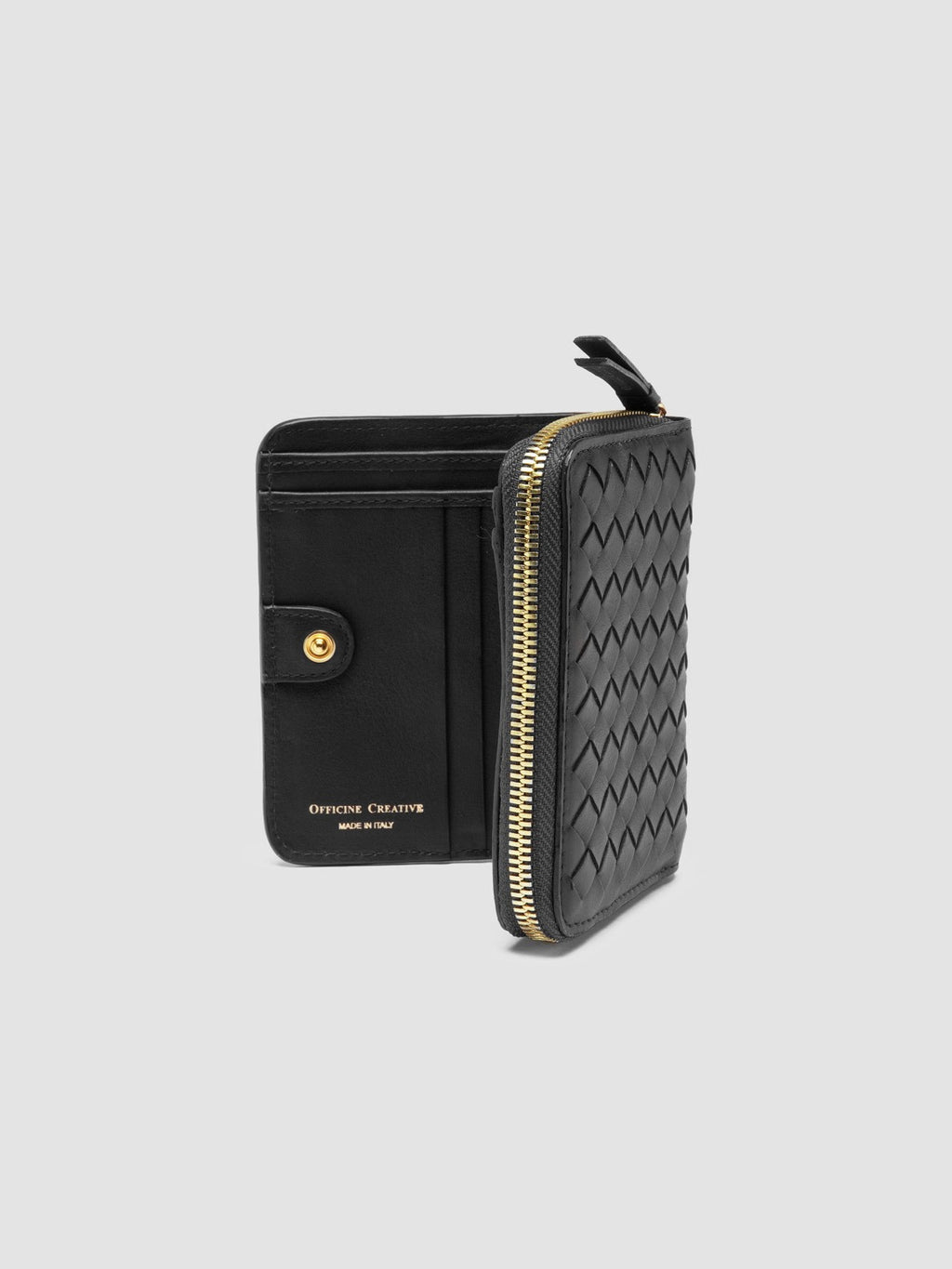 JULIET 202 - Black Woven Leather Wallet - image 4,side view