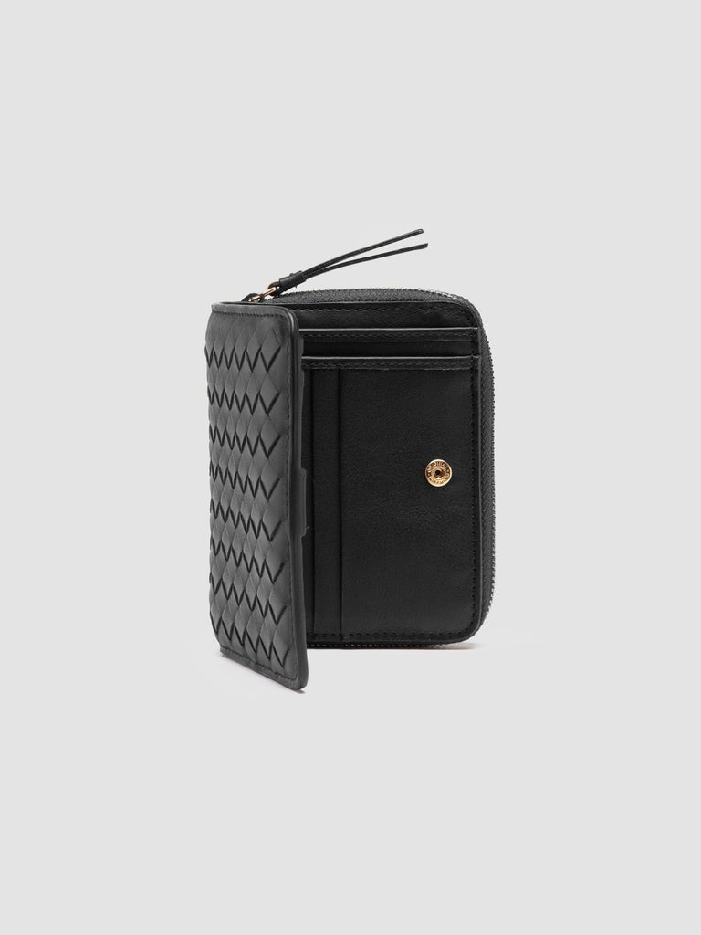 JULIET 202 - Black Woven Leather Wallet