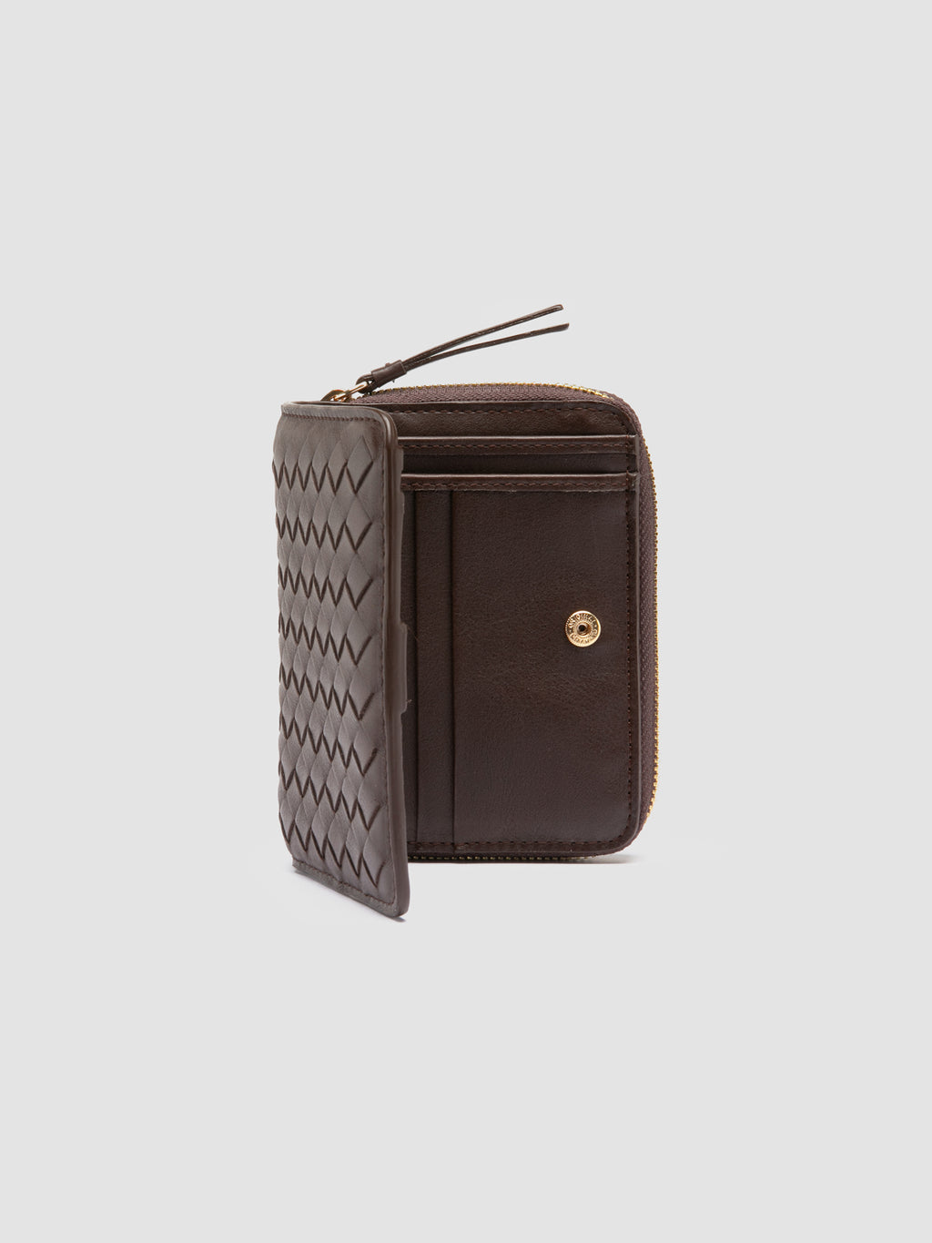 JULIET 202 - Brown Woven Leather Wallet - image 5,side view