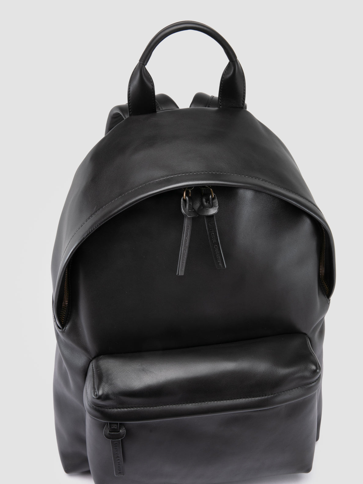 designer leather backpack black Mens Black Leather Backpack: OC PACK 001 – Officine Creative