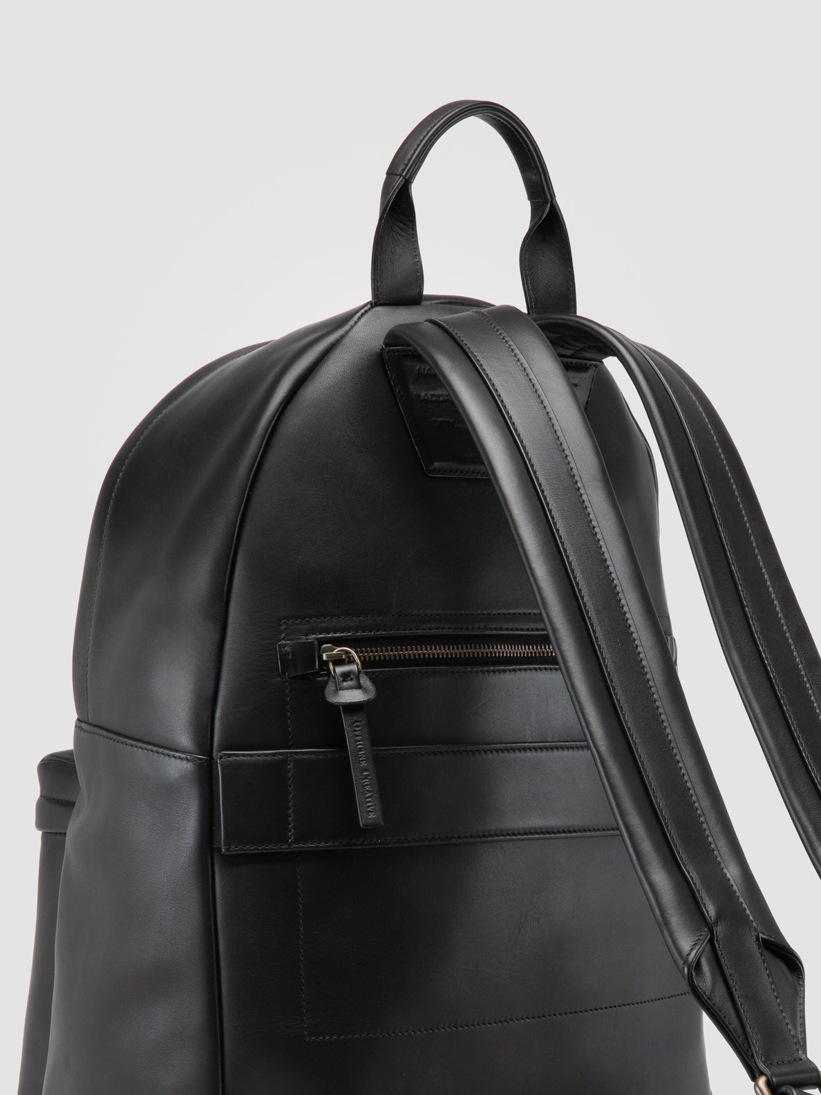 backpack leather side straps Mens Black Leather Backpack: OC PACK 001 – Officine Creative