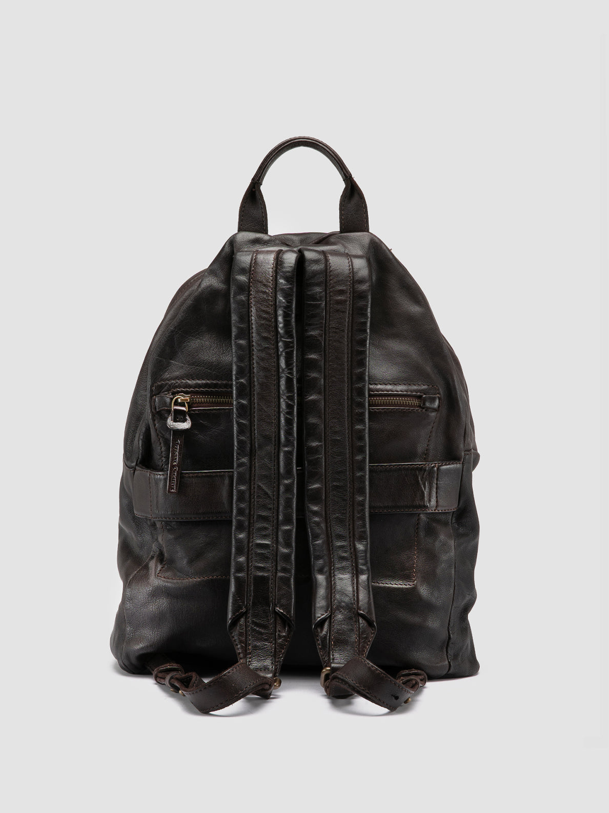 distressed leather backpack mens Brown Leather Backpack: OC PACK 004 – Officine Creative