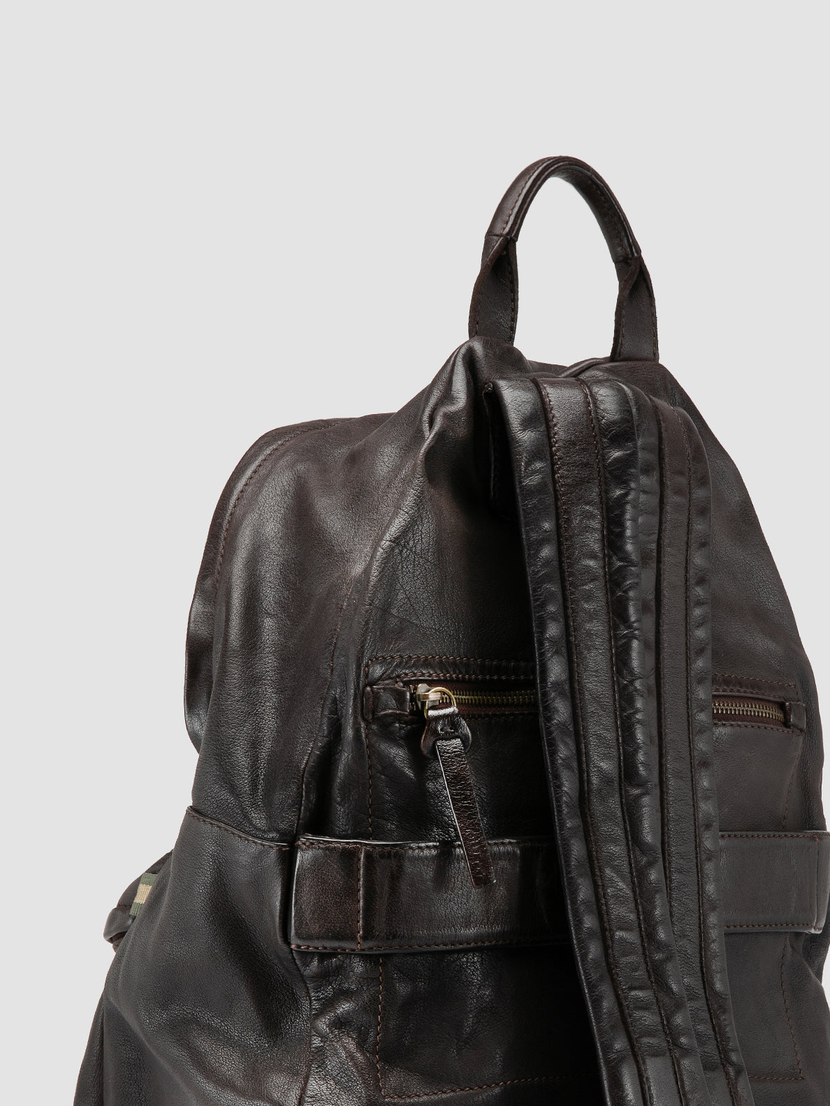 black backpack with brown leather straps Brown Leather Backpack: OC PACK 004 – Officine Creative