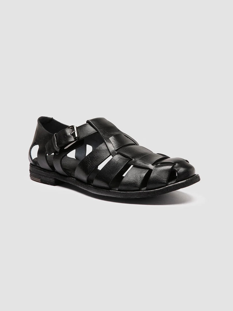 Men's Black Leather Sandals: ARCHIVE 521 Officine Creative - 3