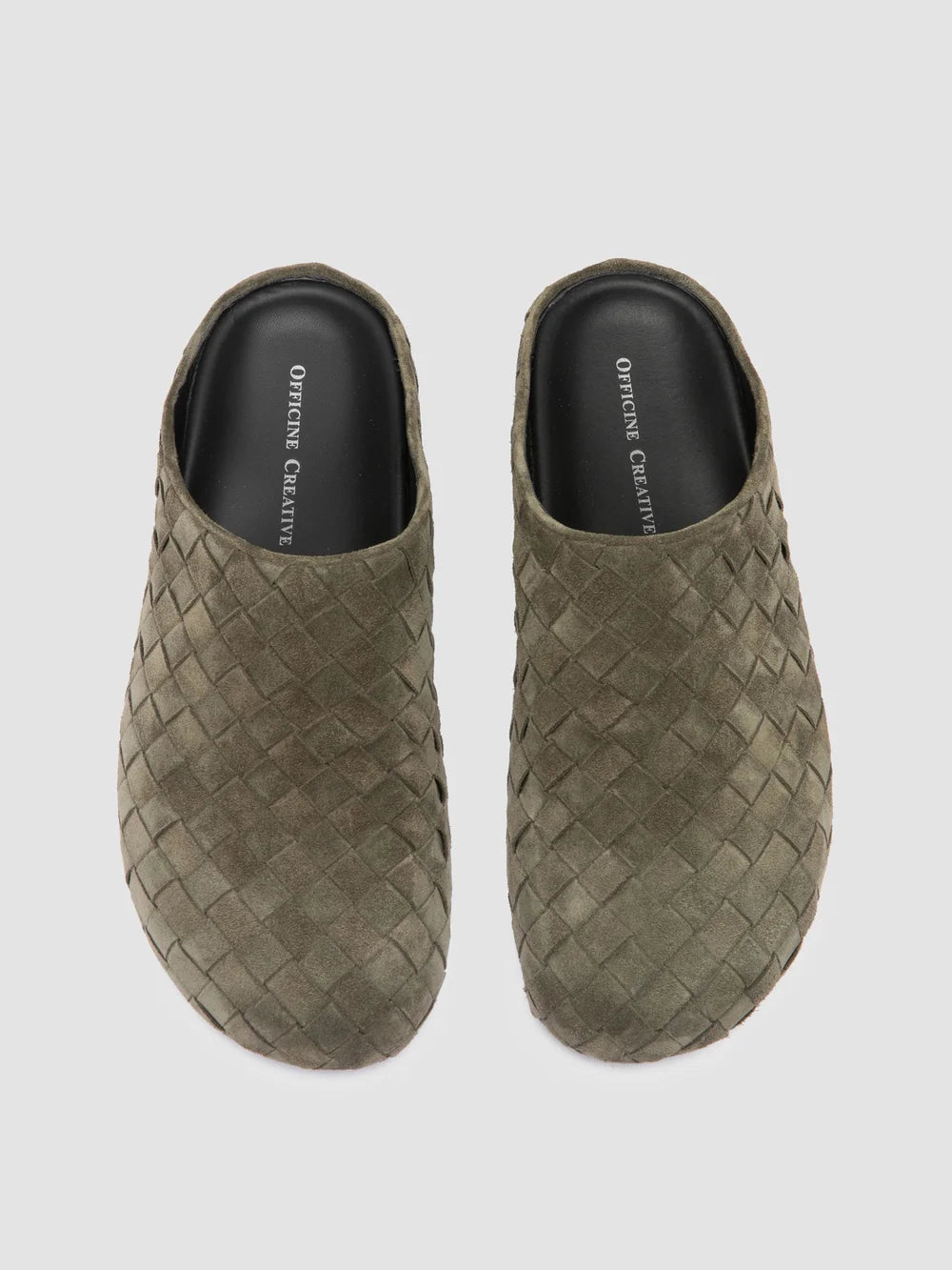 BABOUCHE 005 - Green Woven Leather Mule Sandals - image 2,side view