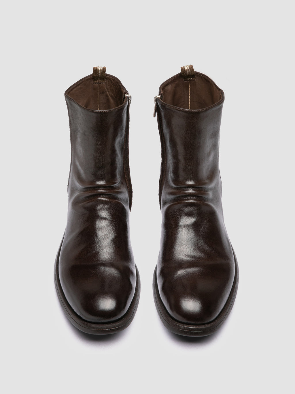 CHRONICLE 058 - Brown Leather Zip Boots - image 2,side view