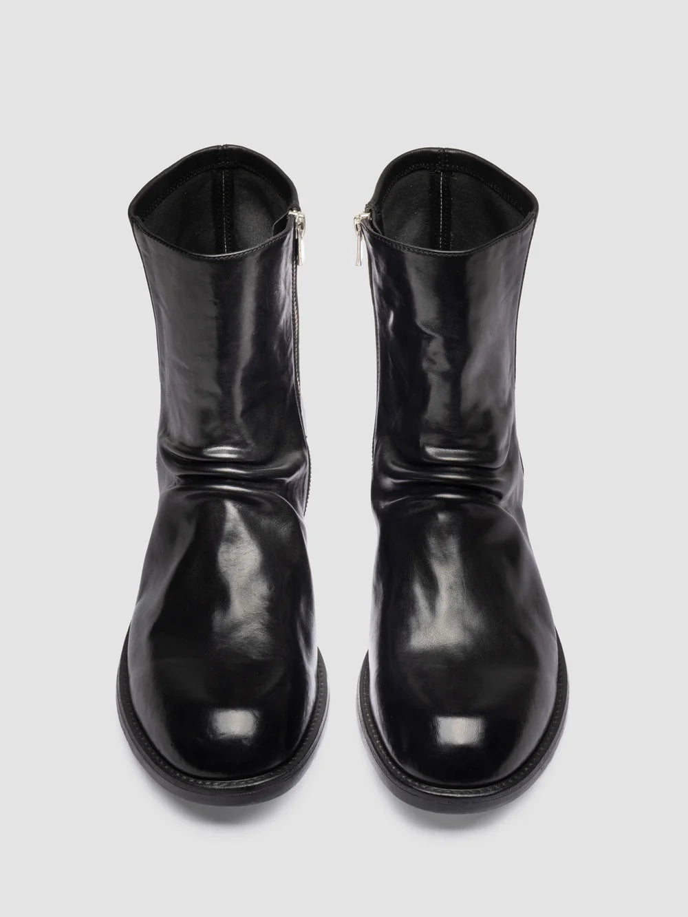 DIARY 015 - Black Stretch Leather Zip Boots - image 2,side view