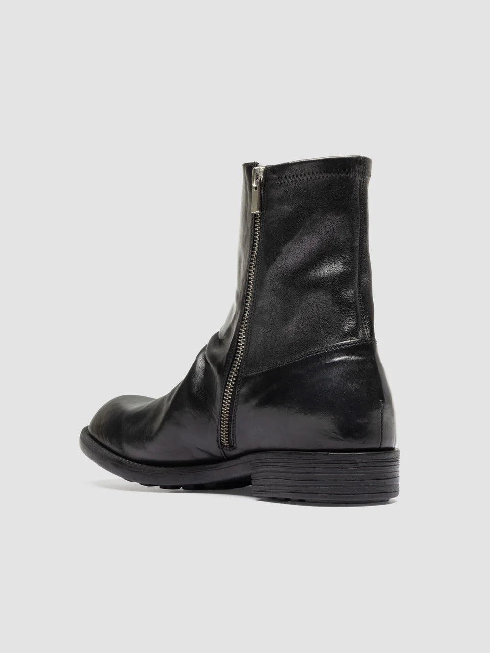 DIARY 015 - Black Stretch Leather Zip Boots - image 4,side view