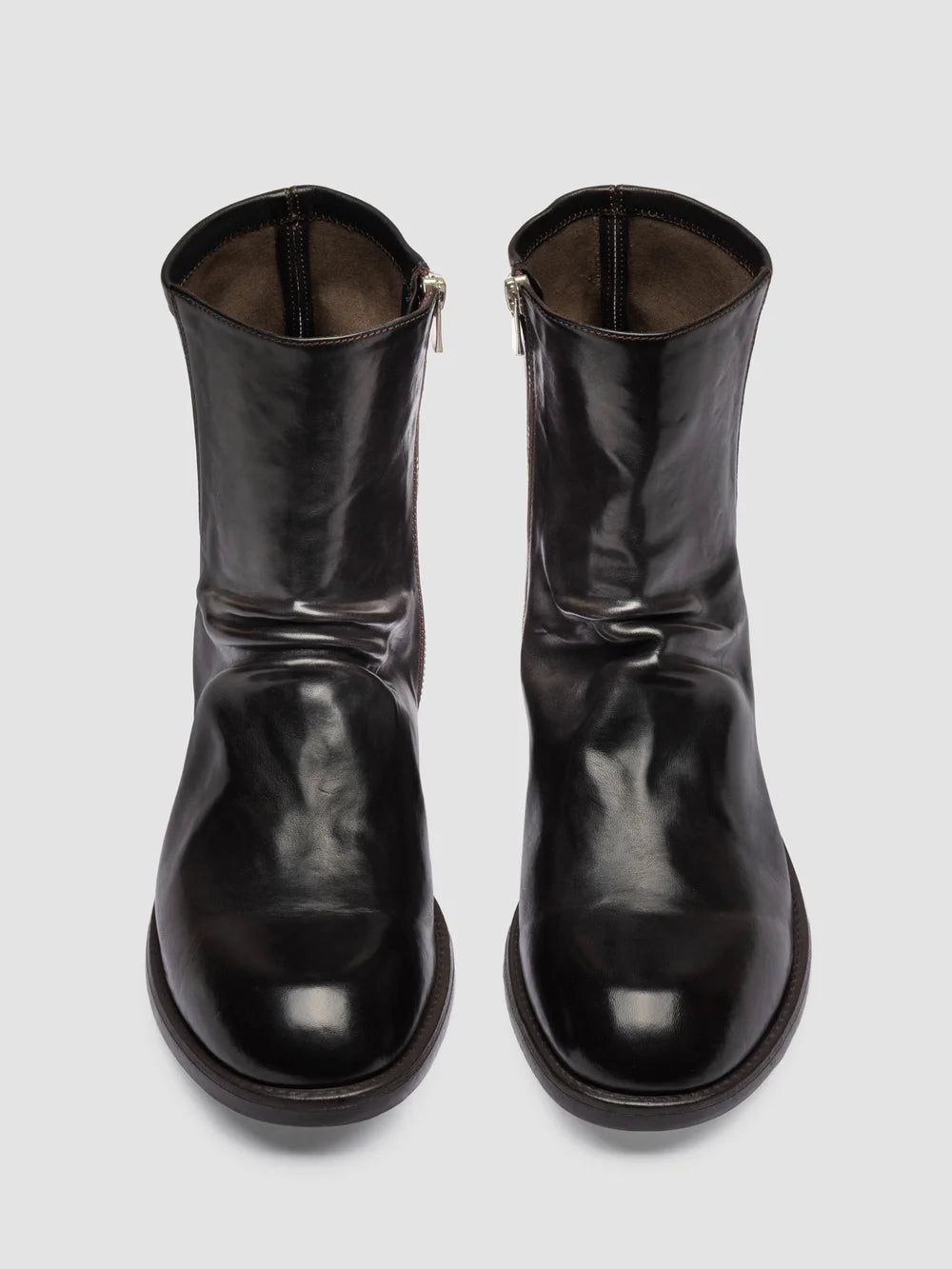 DIARY 015 - Brown Stretch Leather Zip Boots - image 2,side view