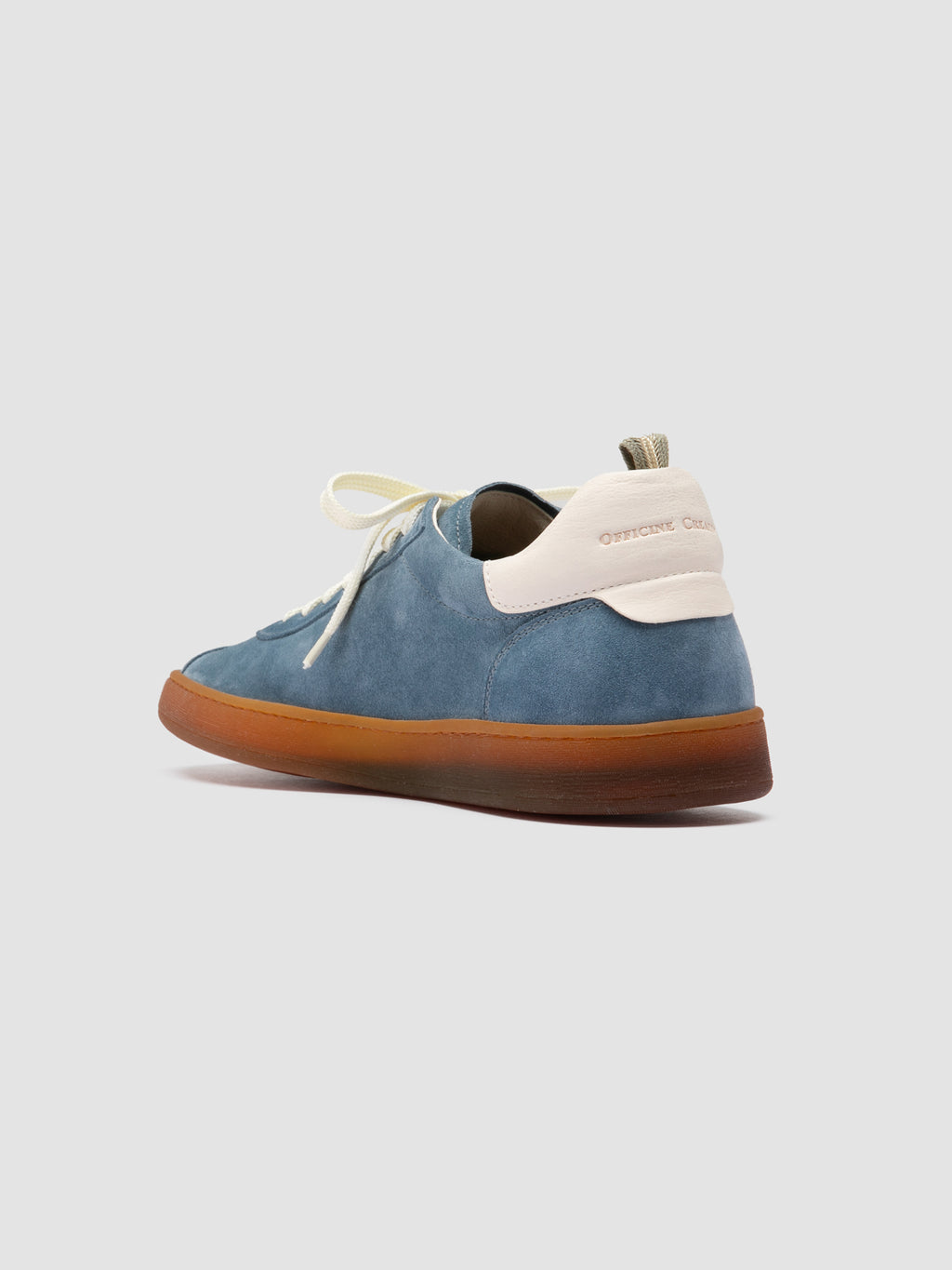 GINNASIO 001 - Blue Leather and Suede Sneakers - image 4,side view