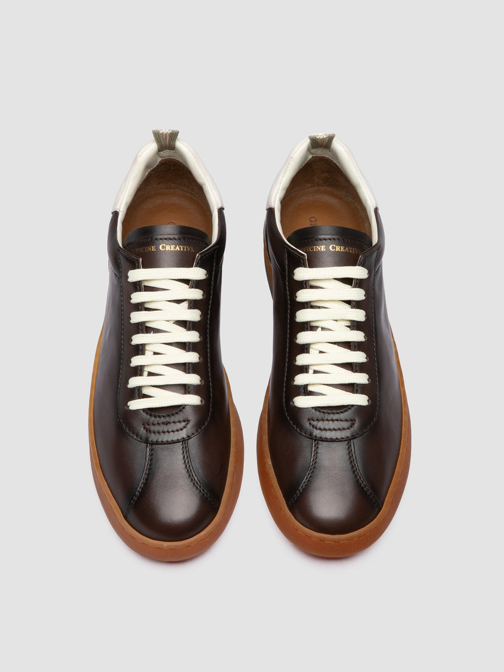 GINNASIO 003 - Brown Leather Low Top Sneakers - image 2,side view