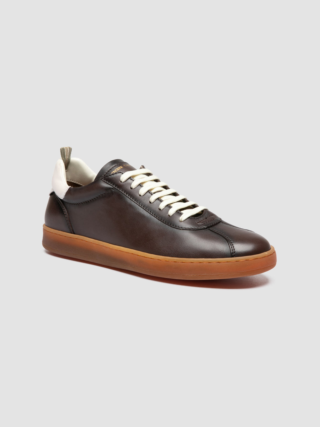 GINNASIO 003 - Brown Leather Low Top Sneakers - image 3,side view