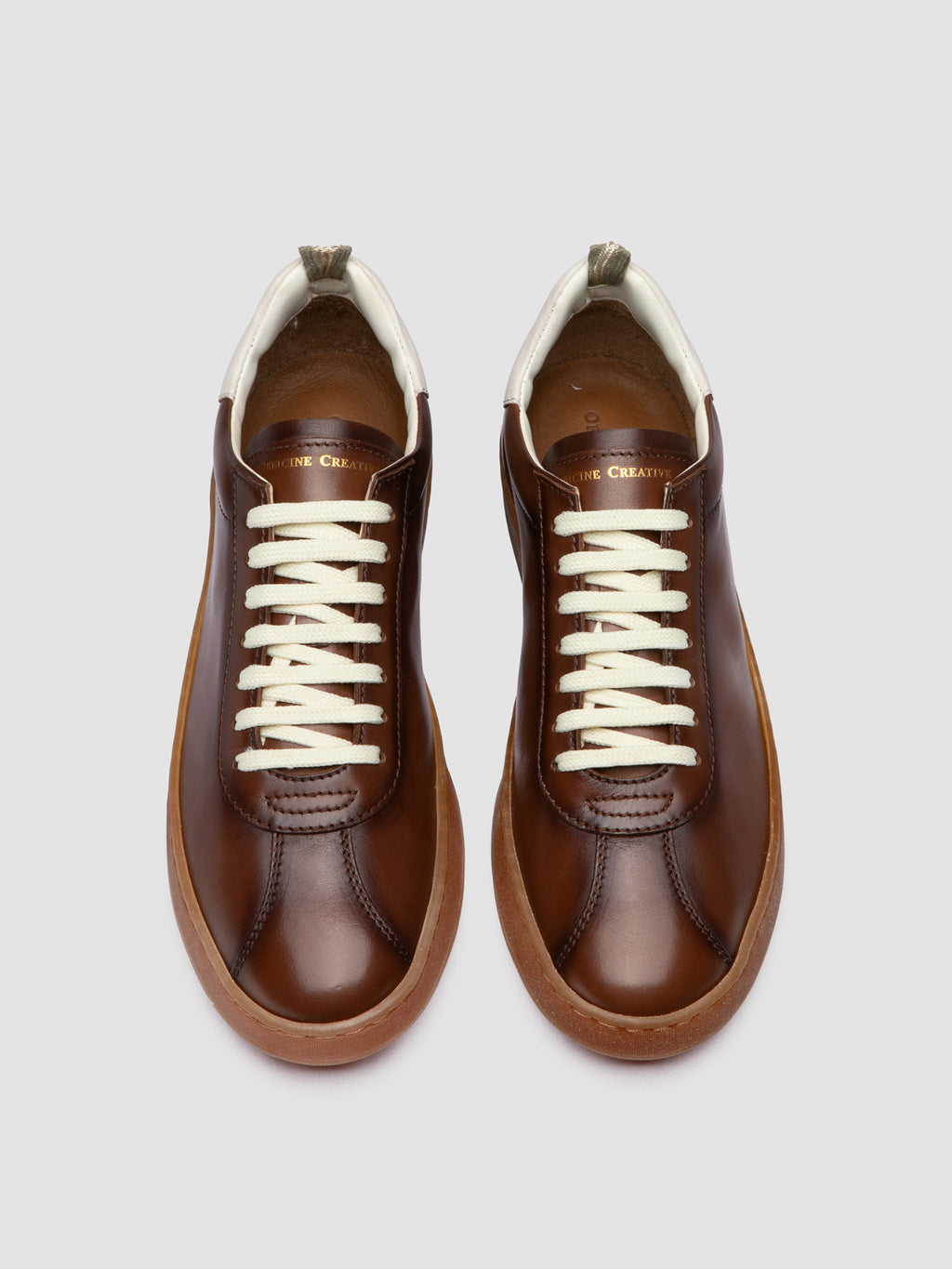 GINNASIO 003 - Brown Leather Low Top Sneakers - image 2,side view
