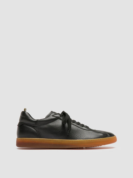 Mens Black Leather Low Top Sneakers: HALO 001 – Officine