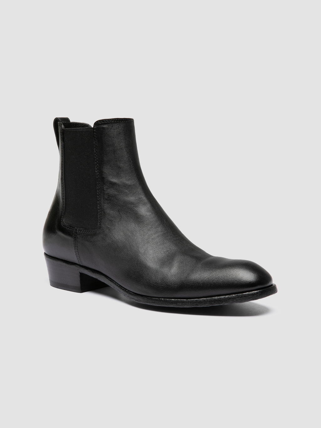 MONEGAL 001 - Black Leather Chelsea Boots - image 3,side view