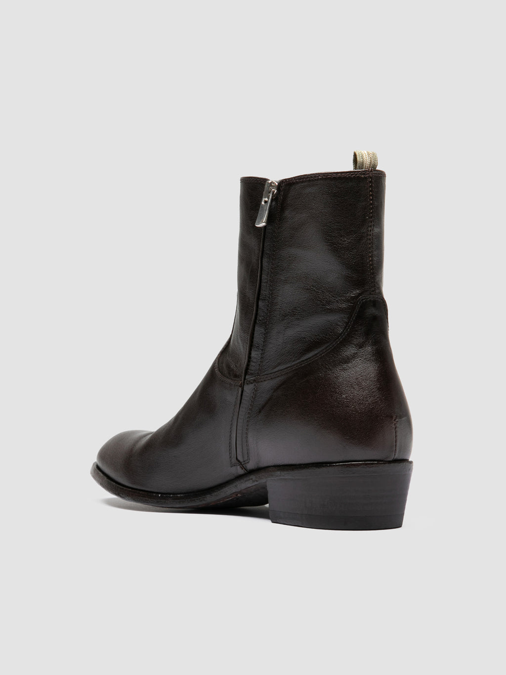 MONEGAL 002 - Brown Leather Zip boots - image 4,side view