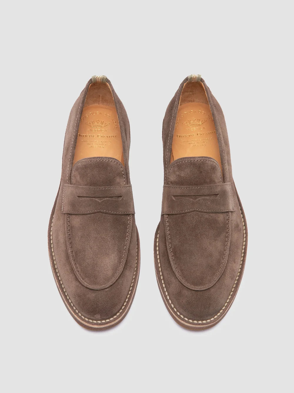 OPERA SD FLEXI 001 - Taupe Suede Penny Loafers - image 2,side view