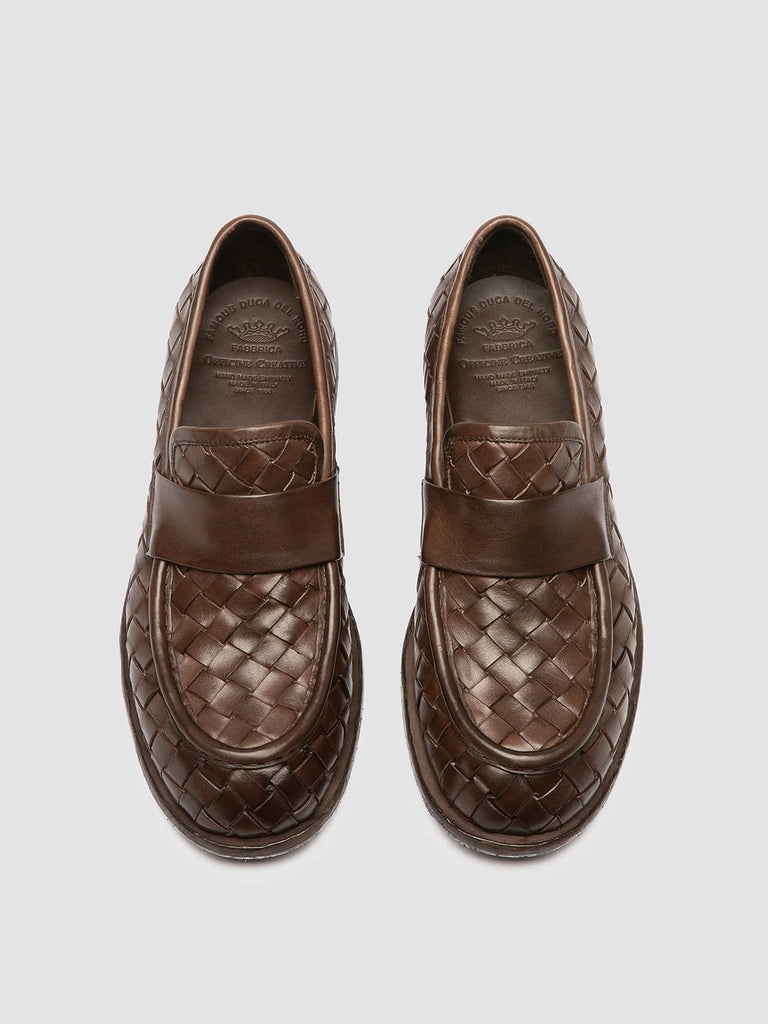 Men's Brown Leather Penny Loafers: RUGGED 008 Officine Creative - 2