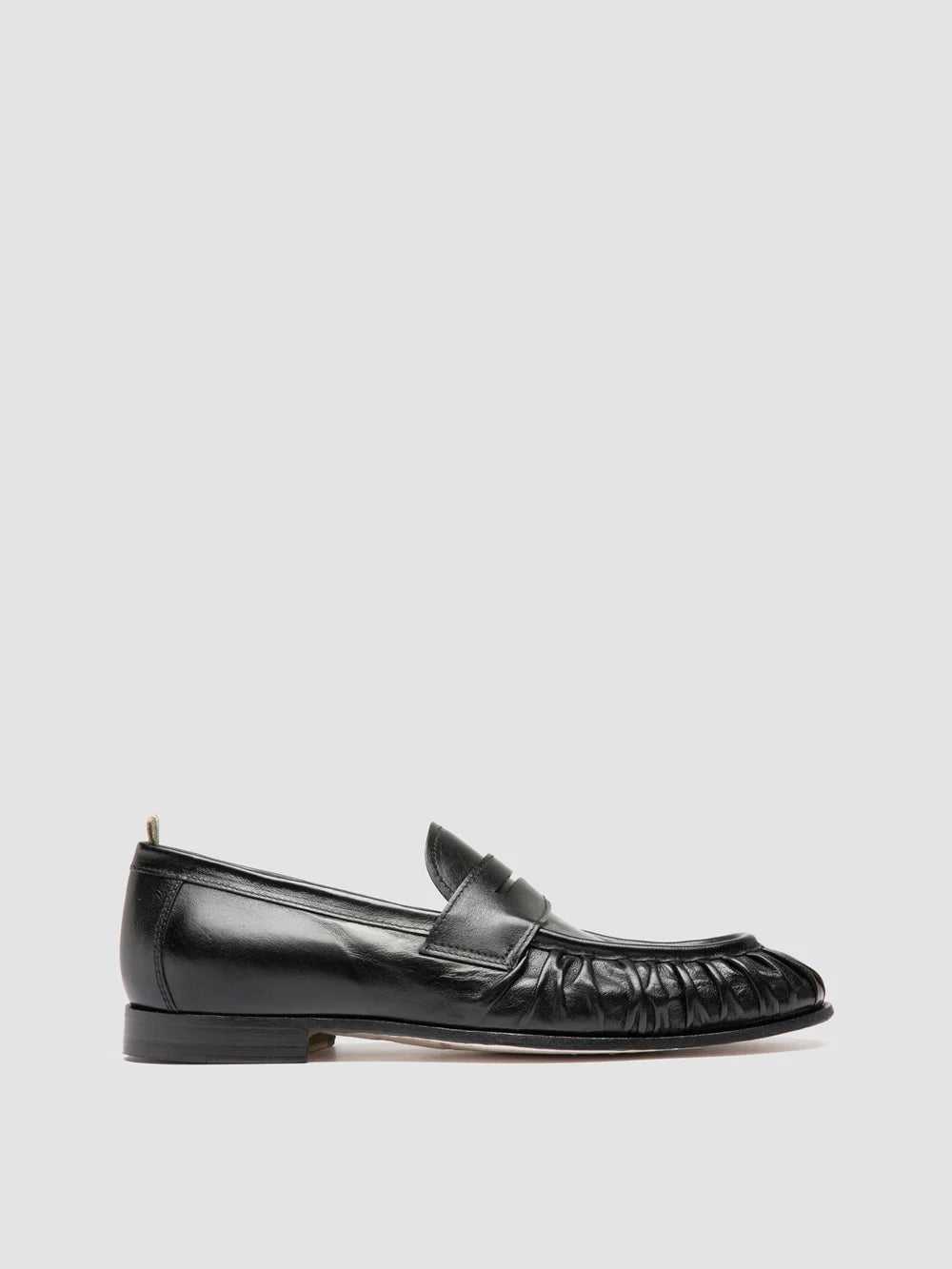 SOLITUDE 015 - Black Leather Penny Loafers - image 1,side view