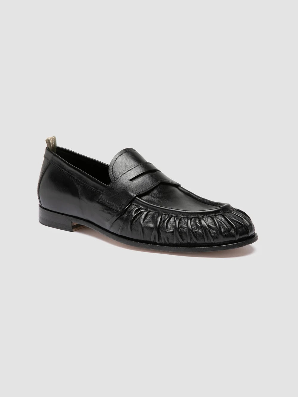 SOLITUDE 015 - Black Leather Penny Loafers - image 3,side view