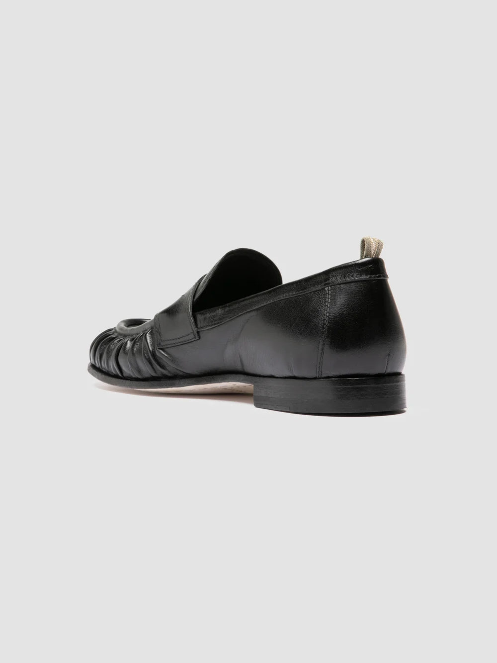 SOLITUDE 015 - Black Leather Penny Loafers - image 4,side view