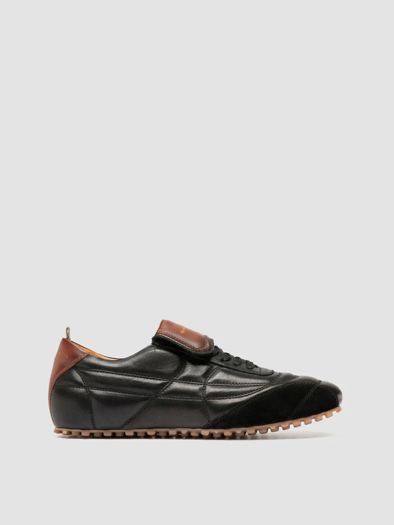 STRIKER 001 - Black Leather and Suede Low-Top Sneakers