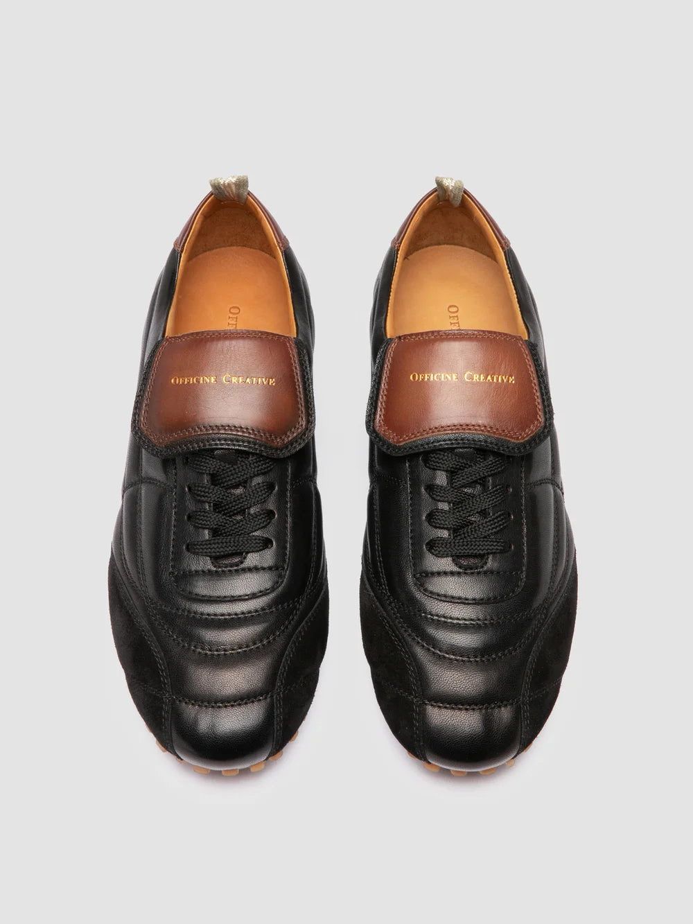 STRIKER 001 - Black Leather and Suede Low-Top Sneakers - image 2,side view