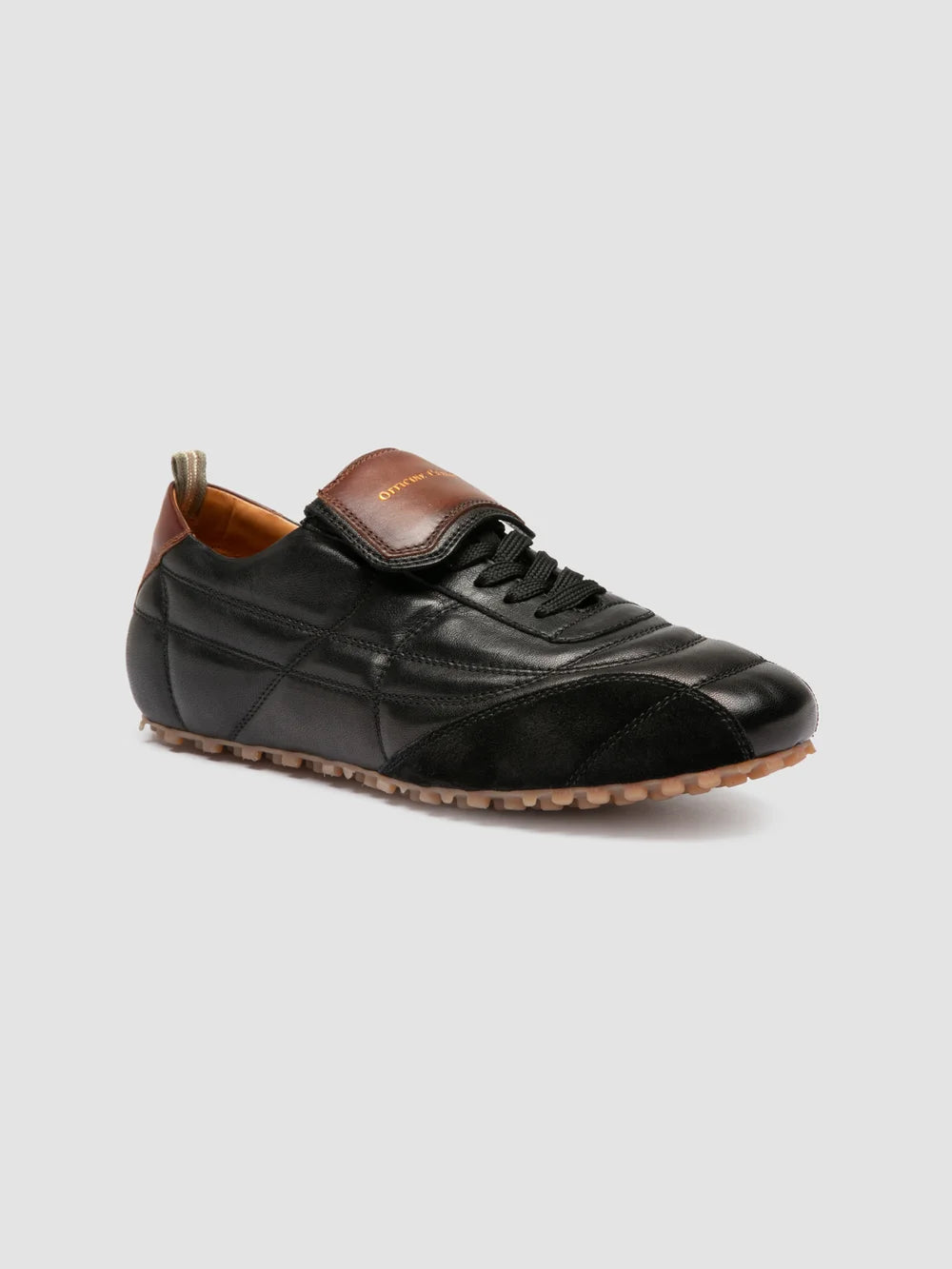 STRIKER 001 - Black Leather and Suede Low-Top Sneakers - image 3,side view