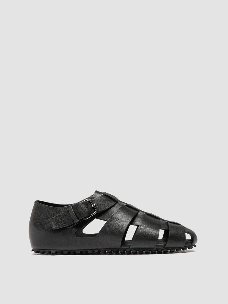 YORGOS 001 - Black Leather Fisherman Sandals