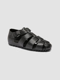 YORGOS 001 - Black Leather Fisherman Sandals - thumb image 3,side view