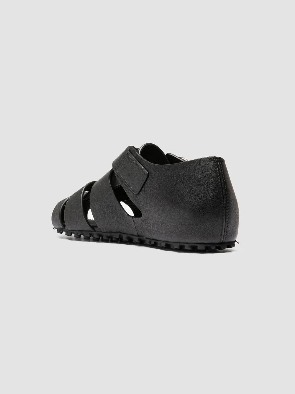 YORGOS 001 - Black Leather Fisherman Sandals - image 4,side view