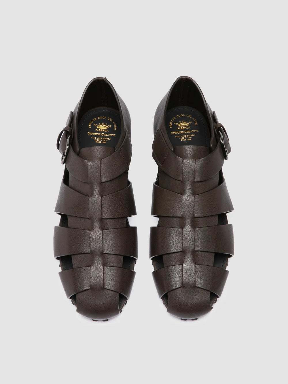 YORGOS 001 - Dark Brown Leather Fisherman Sandals - image 2,side view