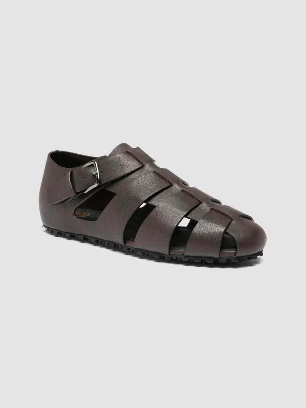 YORGOS 001 - Dark Brown Leather Fisherman Sandals - image 3,side view