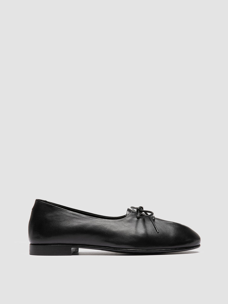 OLIVER 102 - Black Leather Ballerina Shoes