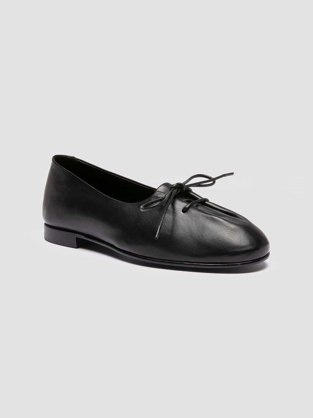 OLIVER 102 - Black Leather Ballerina Shoes