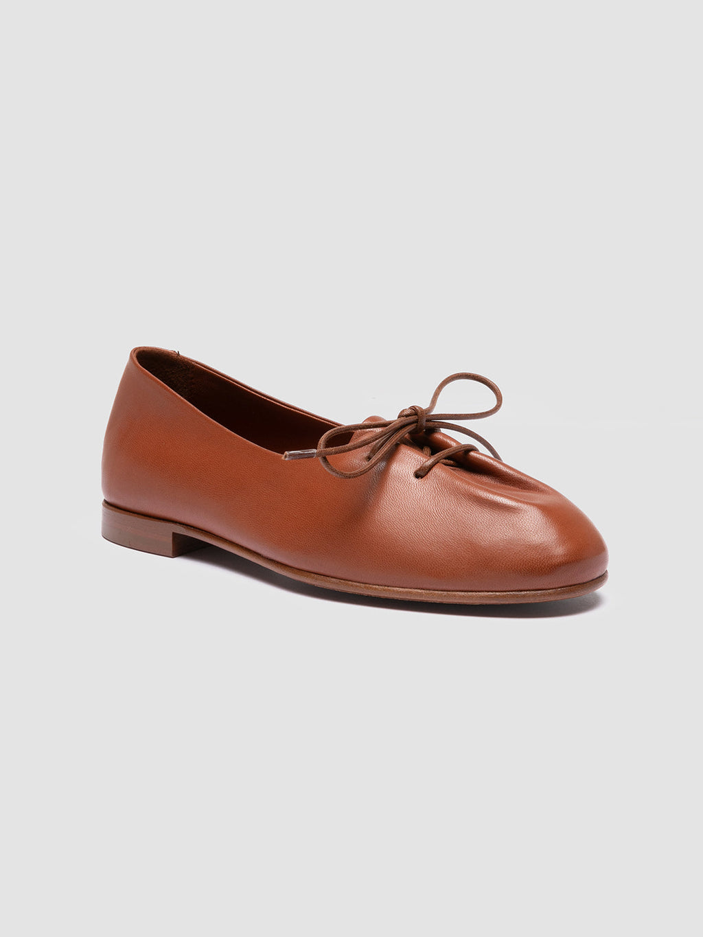 OLIVER 102 - Brown Leather Ballerina Shoes