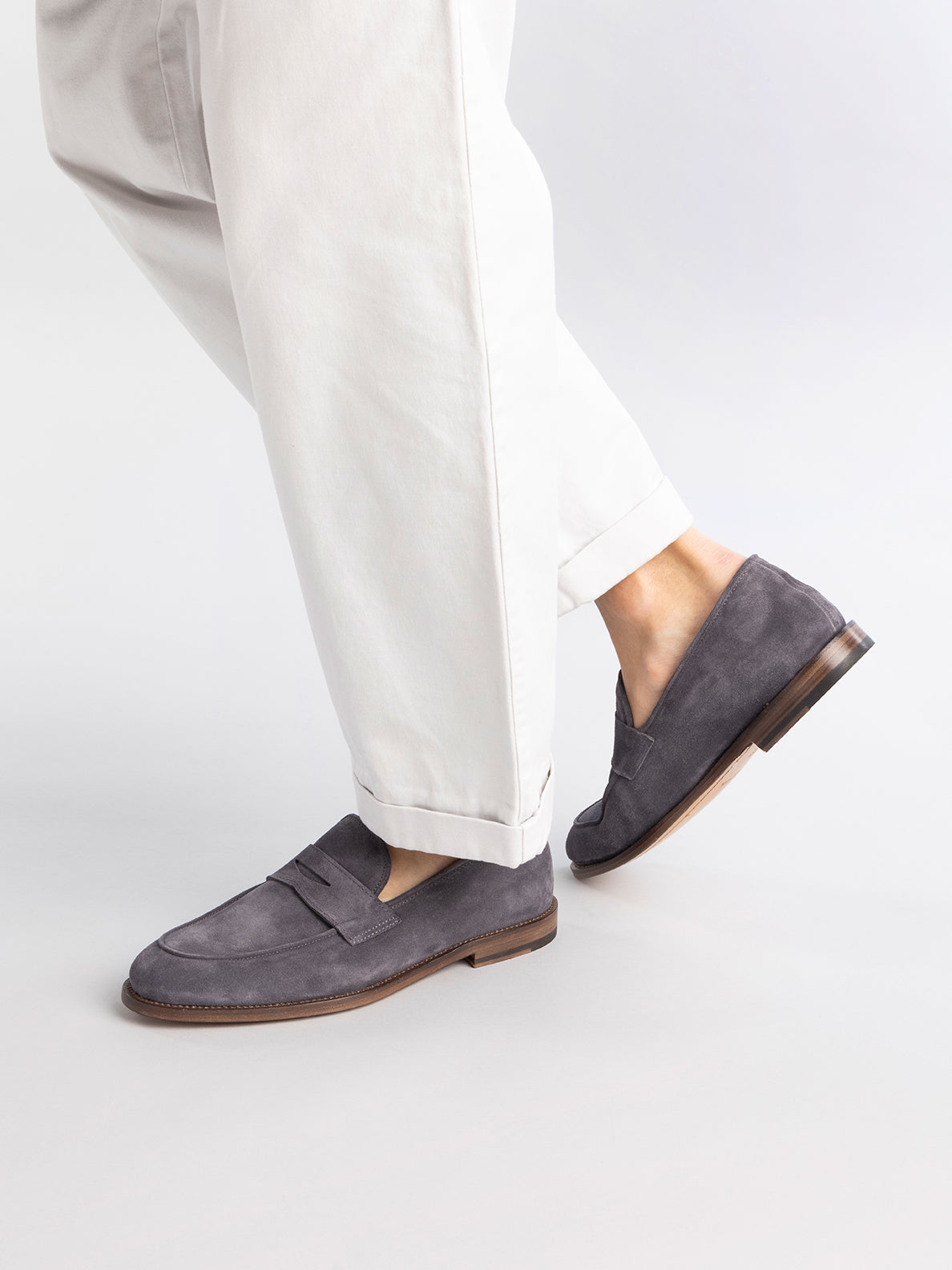 Mens Taupe Suede Loafers: Opera 001 Quarzo – Officine Creative