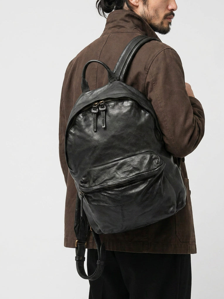 OC PACK 004 - Black Leather Backpack-hover