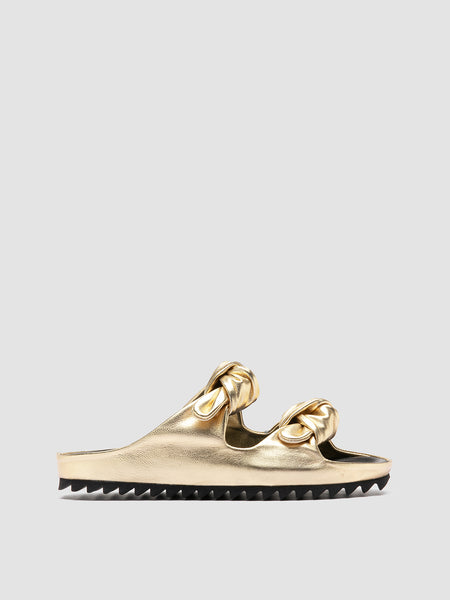Womens Gold Leather Slide Sandals: PELAGIE 010 Oro
