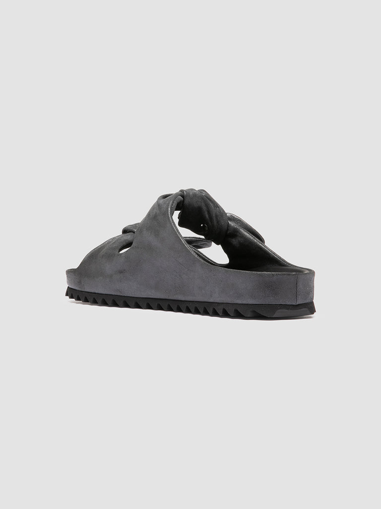 PELAGIE 021 - Black Leather Slide Sandals