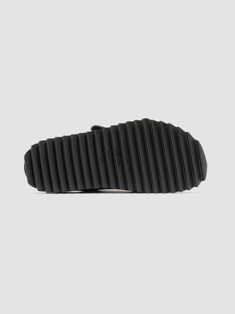 PELAGIE 021 - Black Leather Slide Sandals