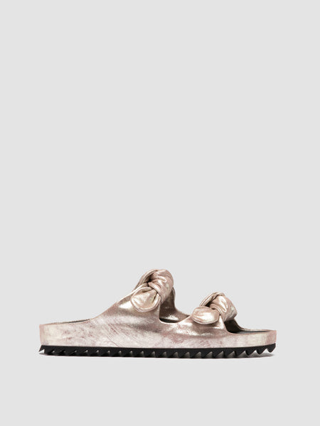 Womens Gold Leather Slide Sandals: PELAGIE 021 – Officine Creative