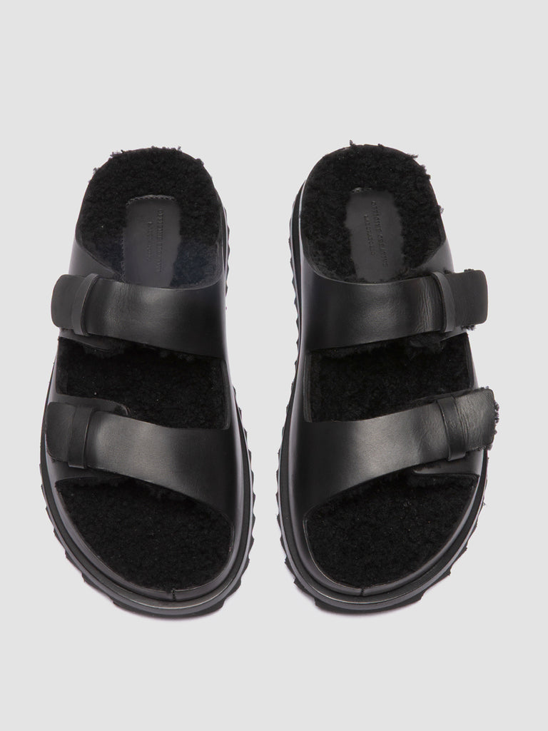 PELAGIE D'HIVER 012 Buttero Nero - Black Leather Slide Sandals