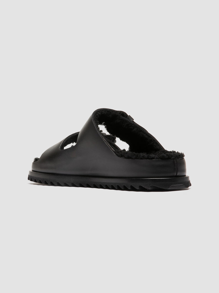 PELAGIE D'HIVER 012 Buttero Nero - Black Leather Slide Sandals Women Officine Creative - 4