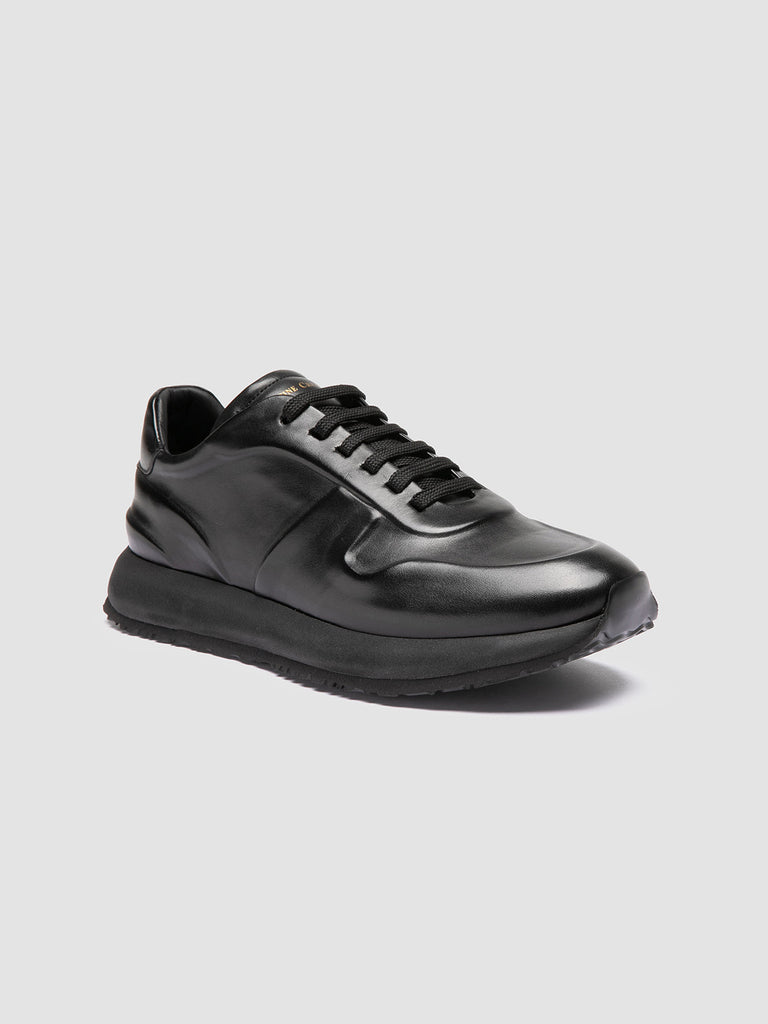 PERSPECTIVE 001 - Black Leather Low Top Sneakers
