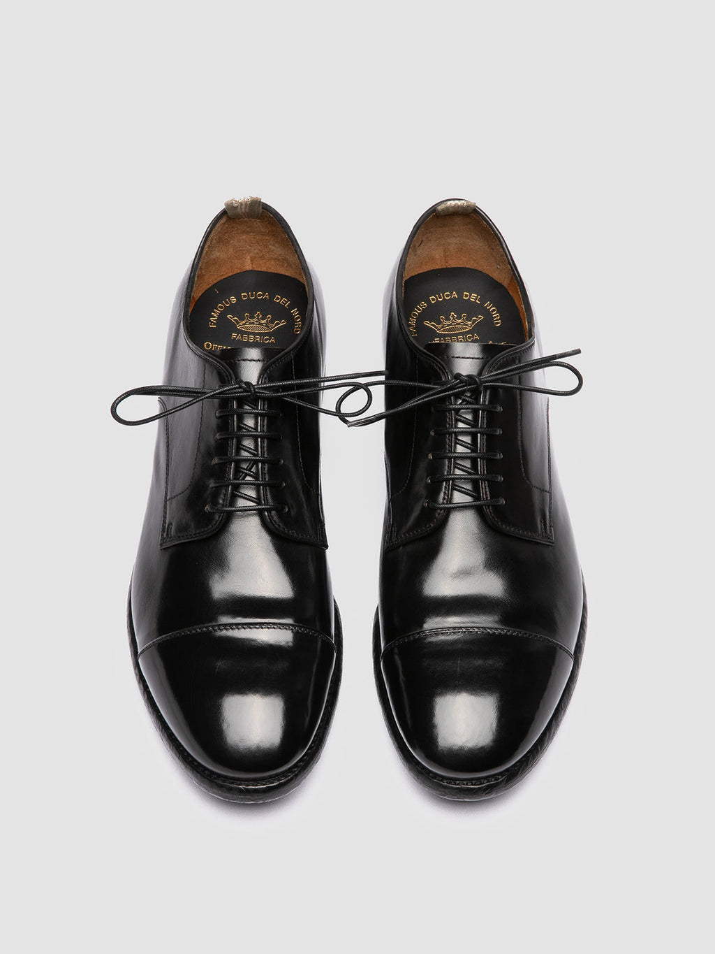 PRINCE 608 Nero - Black Leather Derby Shoes