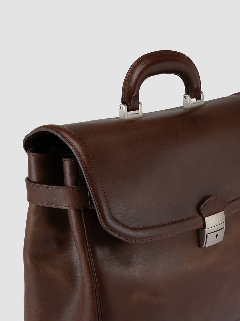 QUENTIN 011 T. Moro - Dark Brown Leather Briefcase