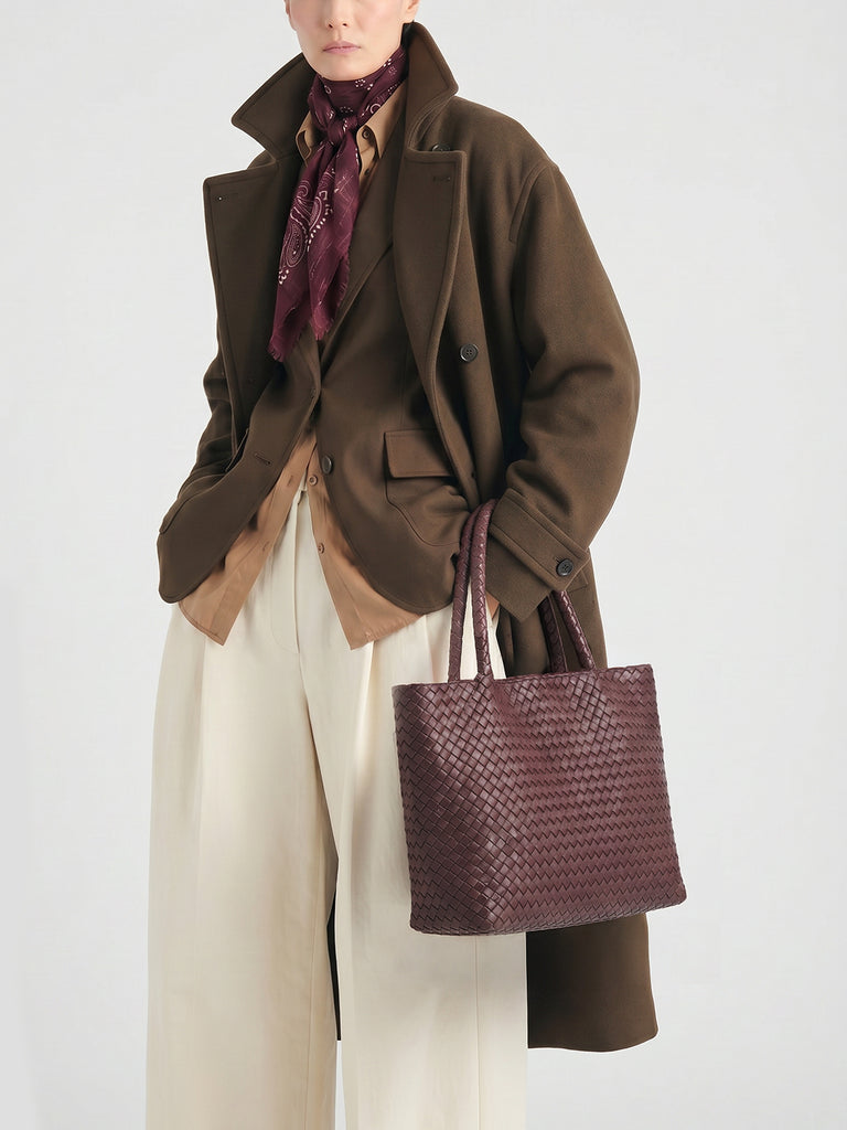 OC CLASS 48 - Burgundy Woven Leather tote bag